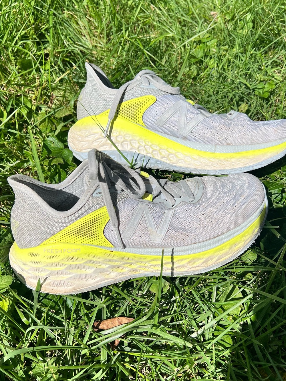 Womens New Balance Fresh Foam More v2 White Cyclone Grey Neon Yellow WMORGY2